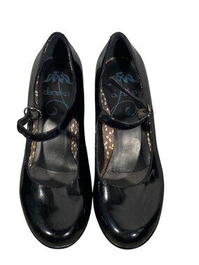 Dansko Black Mary Jane Heels Size 38 Leather Upper Strap Closure vintage 2012